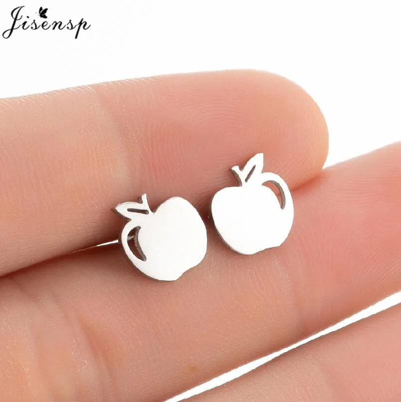 Punk Mini Stainless Steel Earrings for Women Minimalist Spades Gesture Apple Lighter Spider Web Earings Fashion Jewelry brincos