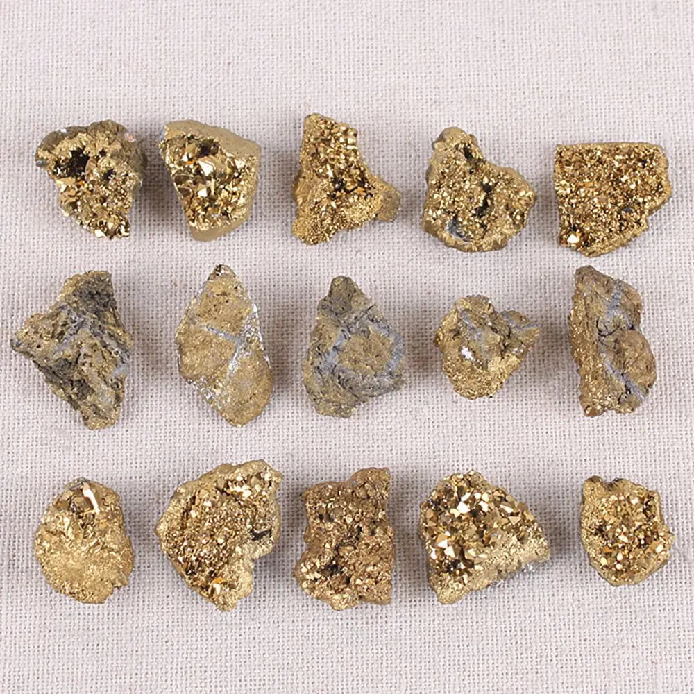DIY Gift Mineral Specimens Natural Materials Jewelry Making Electroplating Gold Raw Gemstone Crystal Cluster Titanium Geode