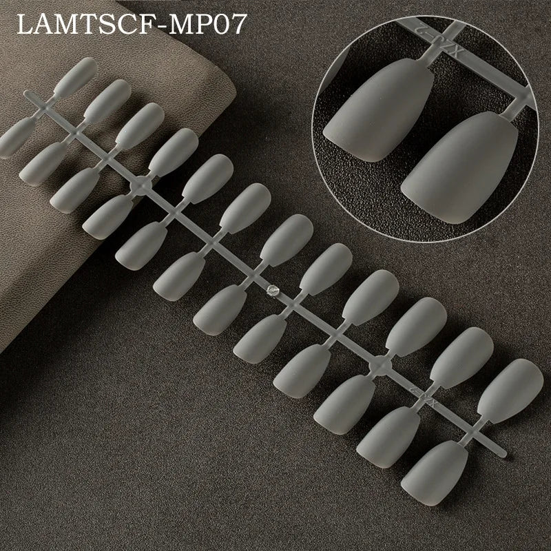 24tips/pc French White Fake Nails Matte /Glossy Detachable Long Square Natural False Press on Nails Manicure Faux Ongles