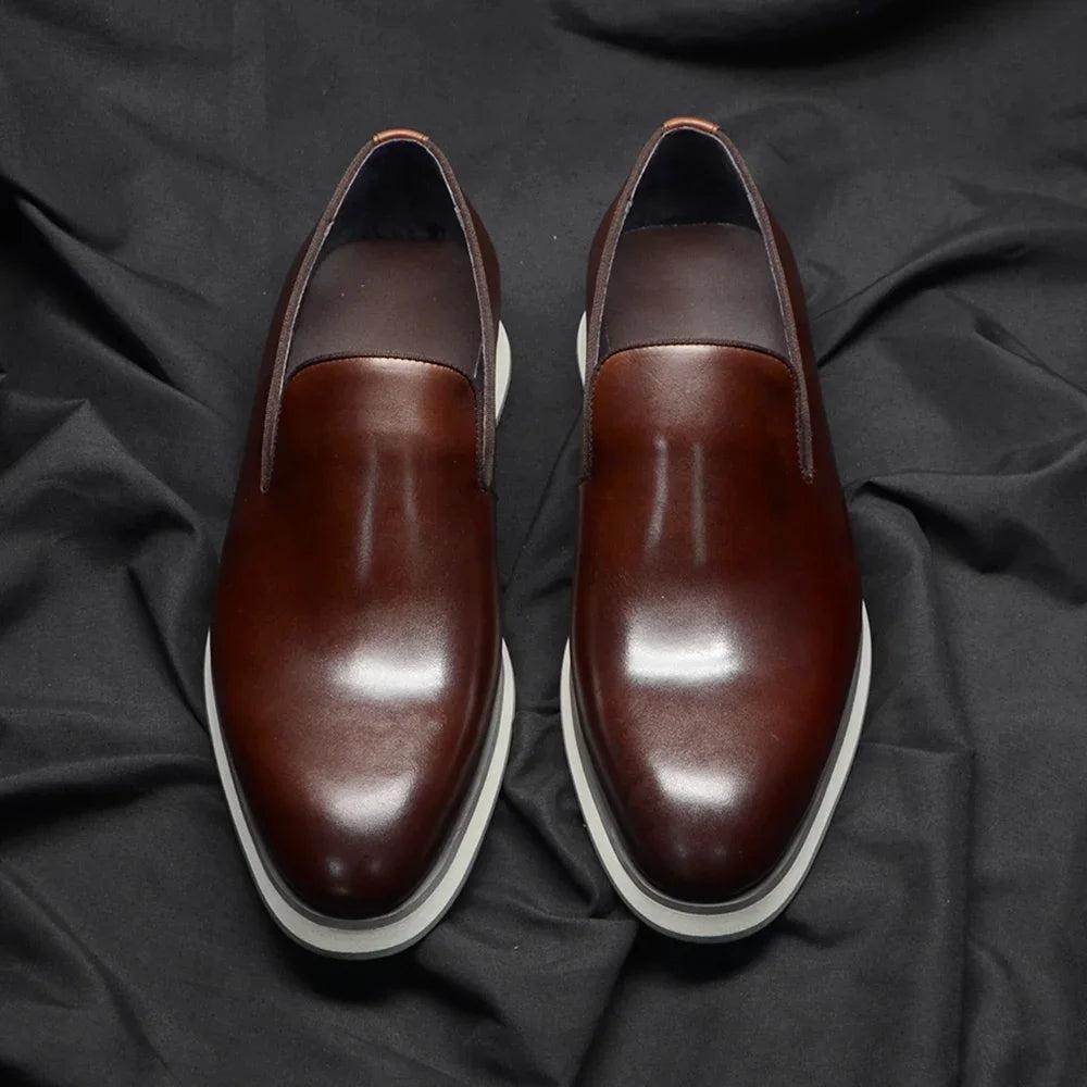 Classic Genuine Leather Loafer Shoes for Men High Quality Luxury Handmade Minimalist Style social Casual Original Man Sneakers