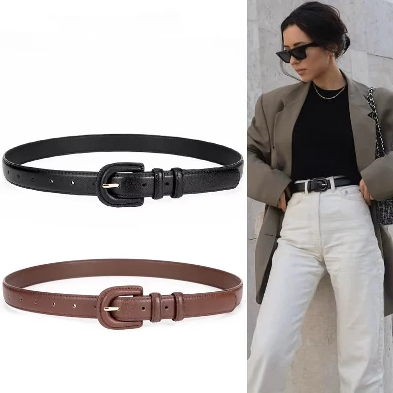 Genuine Leather Belt Woman Luxury Womens Belts for Designer Brand Ladies  Women Brown Wide Cowhide Vintage Waistband Pin Buckle