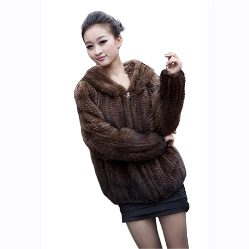 New Luxury Women Natural Mink Fur Coat Women mink fur jacket All-match Knitted Mink fur Coat big size 4XL