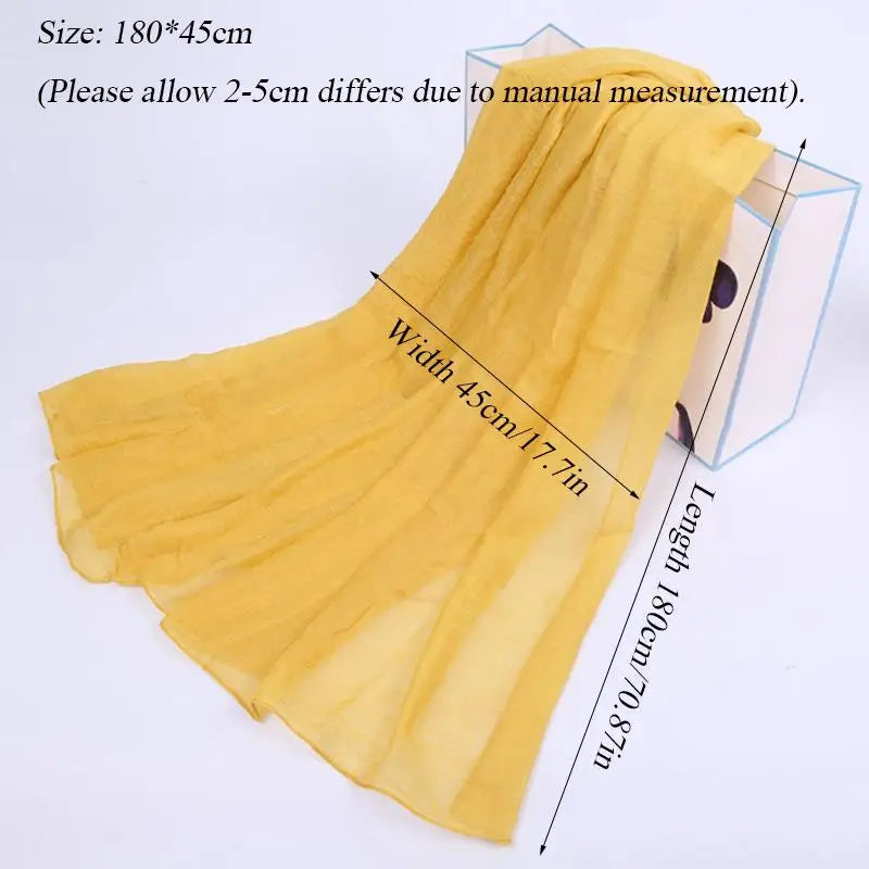 Fashion Soft Cotton Linen Scarf Shawl Women Muslim Hijab Scarf Long Headscarf  Wrap Scarves Elegant Headwear Beach Stoles Scarf
