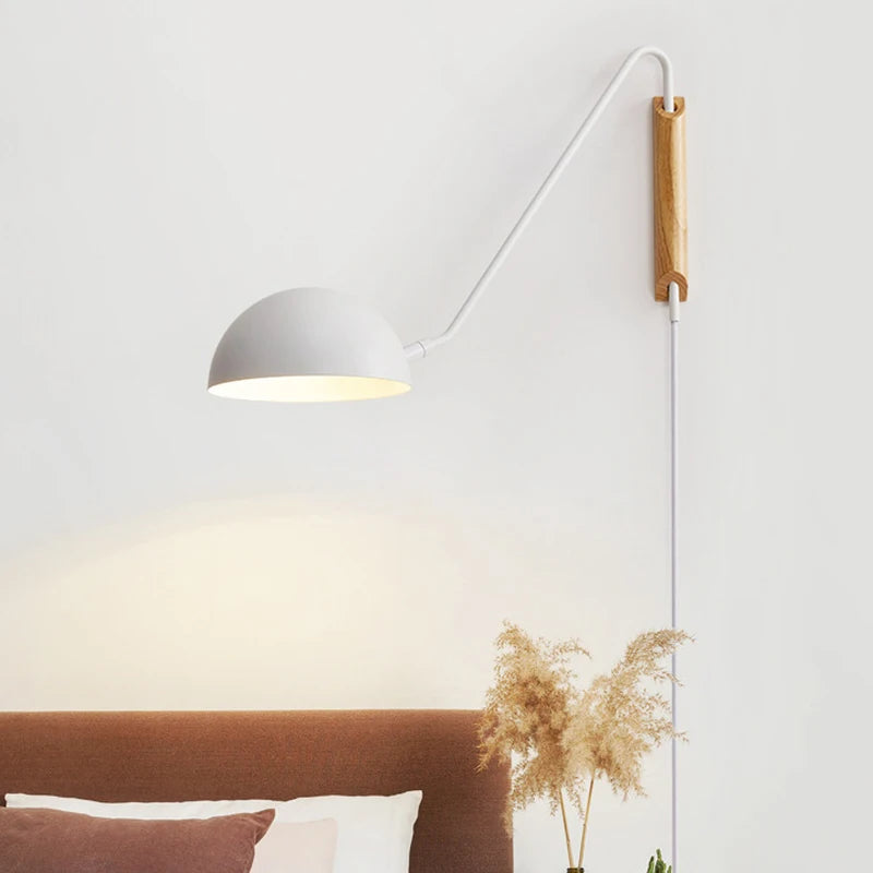 Scandinavia Minimalist Bedside Wall Lamps Rotating Swing Arm Iron Wall Hanging Light Home Decor Bedroom Living Room Reading Lamp
