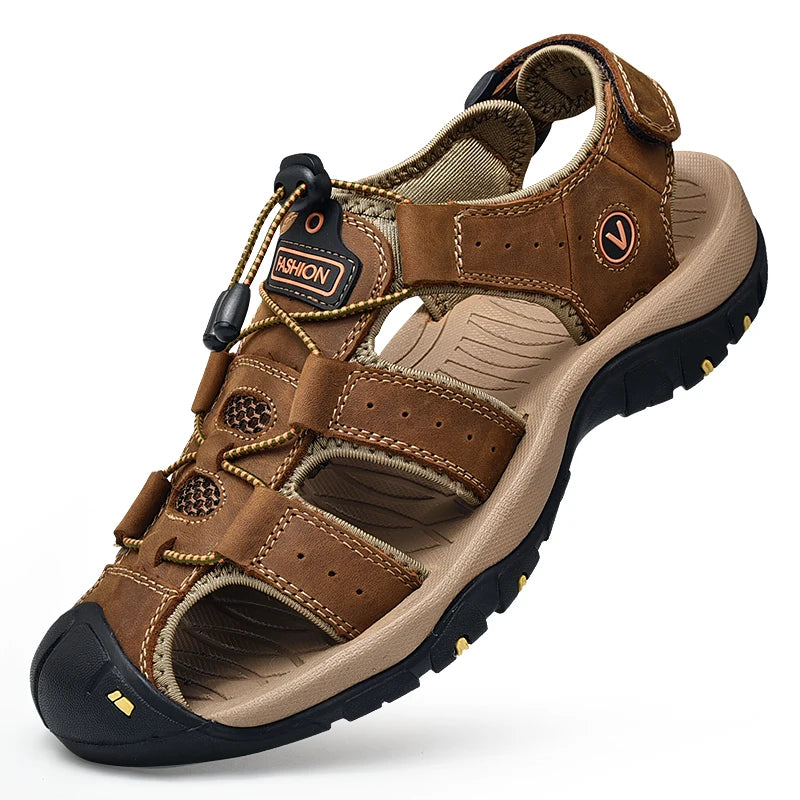 Genuine Leather Men Sandals Summer Men's Shoes Outdoor Water Shoes Leather Sandals For Men