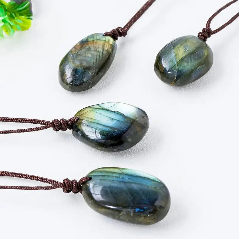 Natural Labradorite Pendant Necklaces Men Women Energy Quartz Necklaces Stones Ornament Moonstone Home Decoration