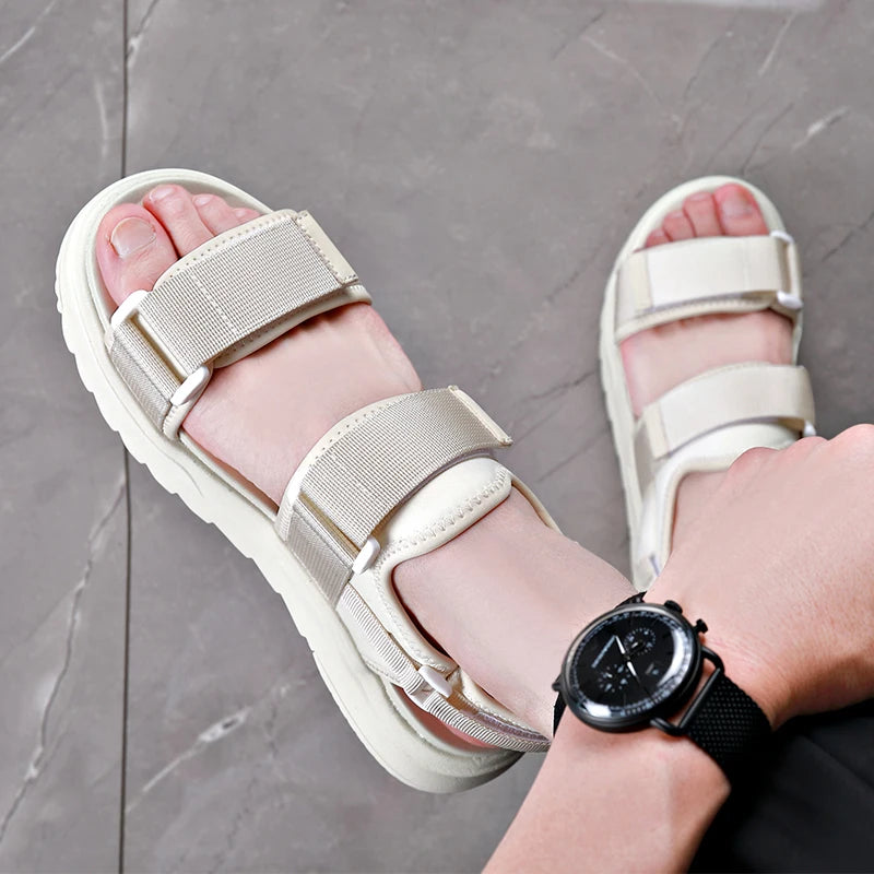 Sandals for Men Lightweight Summer Height Increase Roman Thick Trend for Driving Soft Sole Breathable Beach Shoes for Men's Wear
