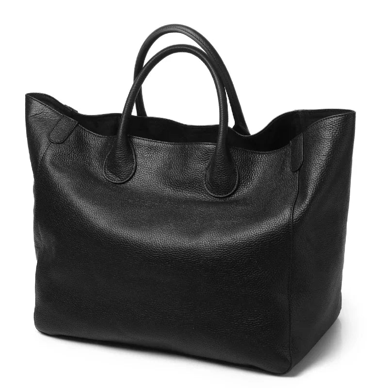 Free Custom Name Tote Bag Women High Quality Soft Comfortable Genuine Leather Minimalist Casual Large Capacity 41cm Big Handbag
