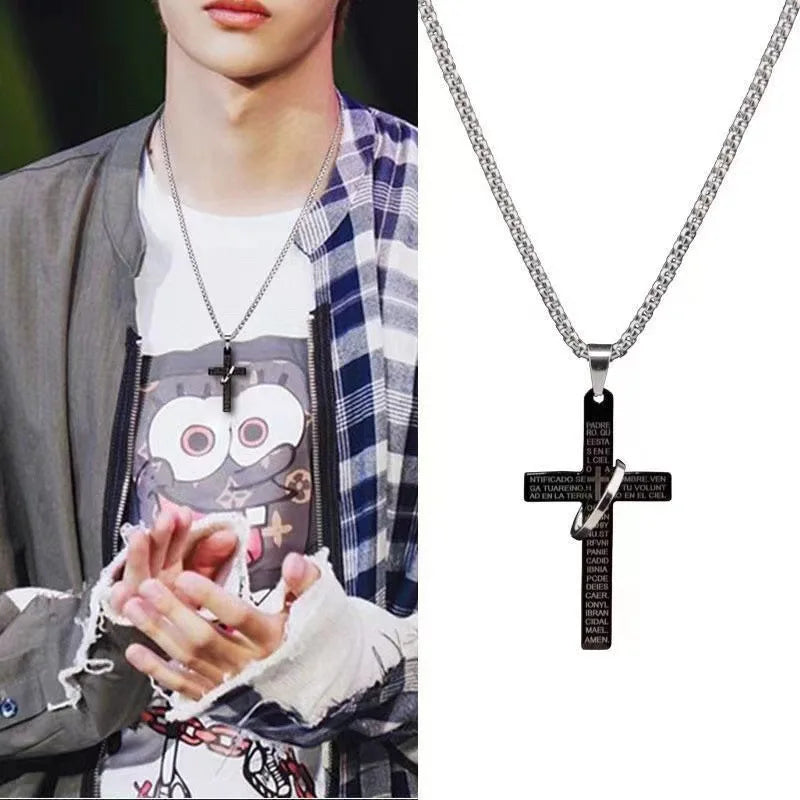 Simple Geometric Cross Pendant Necklace For Women Metal Jewelry Silver Color Chain Choker Men Party Gift Accessories