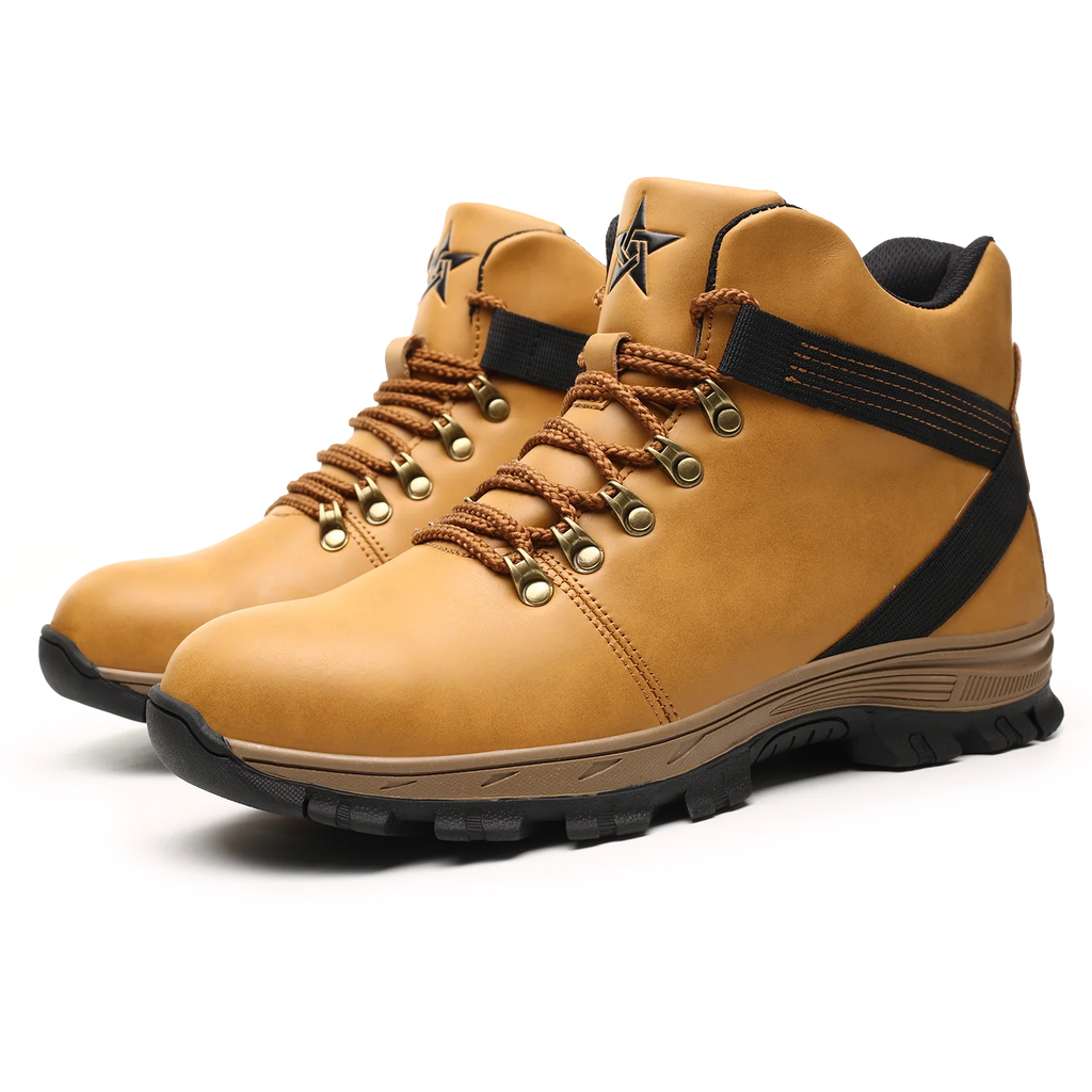 New Men Leather Safety Shoes Anti-smash Anti-puncture Work Shoes waterproof Lightweight Work Sneakers slip and oil resistant