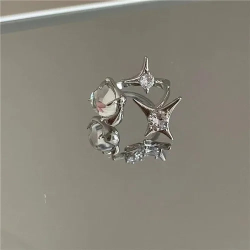 Minimalist Silver Color Cuff Rings for Women Couples New Fashion Creative Smooth Pattern Geometric Party Wedding Jewelry Gifts
