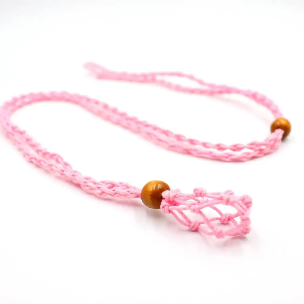 Adjustable Braided Necklace Cord Empty Stone Holder Wax Rope DIY Necklace Natural Quartz Crystal Healing Stone Net Bag Pendant