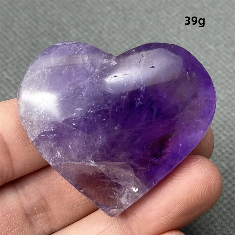 Natural Amethyst Heart Shaped Love Gemstone Meaning Love Healing Reiki Meditation Energy Witchcraft Home Decoration