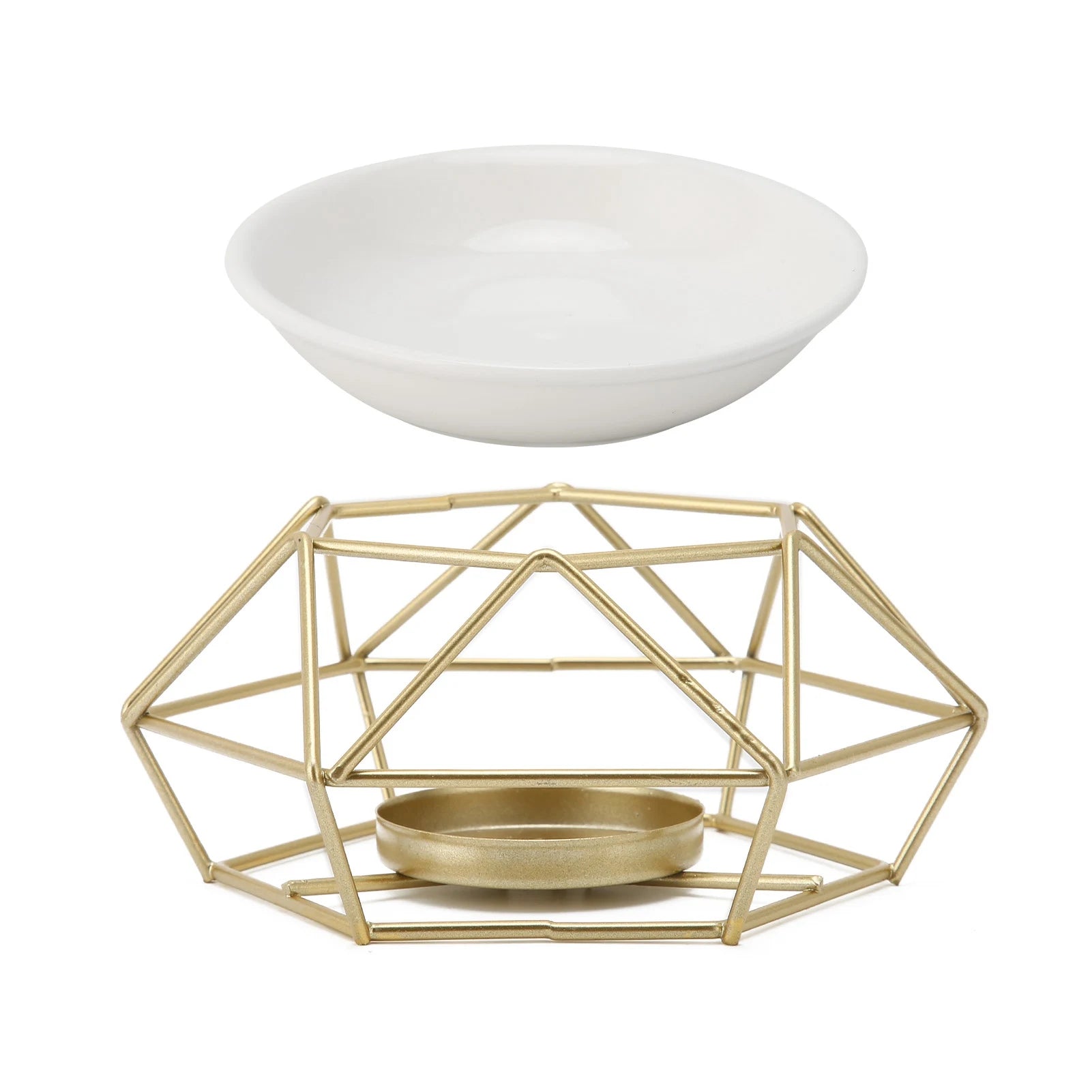Essential Oil Burner Ceramic Tealight Candle Holder Oil Burner Hollow Out Iron Base Aroma Diffuser For Home Decoration Easily