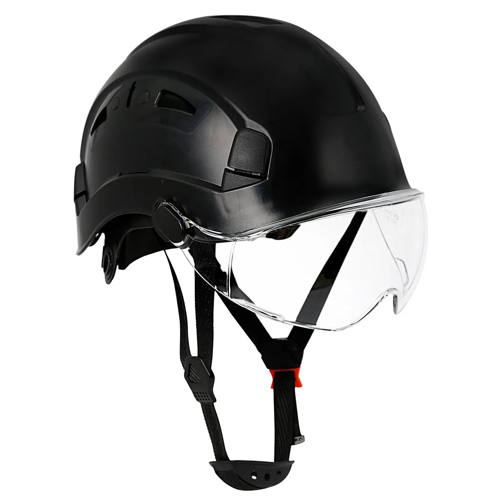 CE Safety Hard Hat with Visor Adjustable Vents Work Cap Head Protective Safety Helmet with Goggles Outdoor Riding Climing Rescue