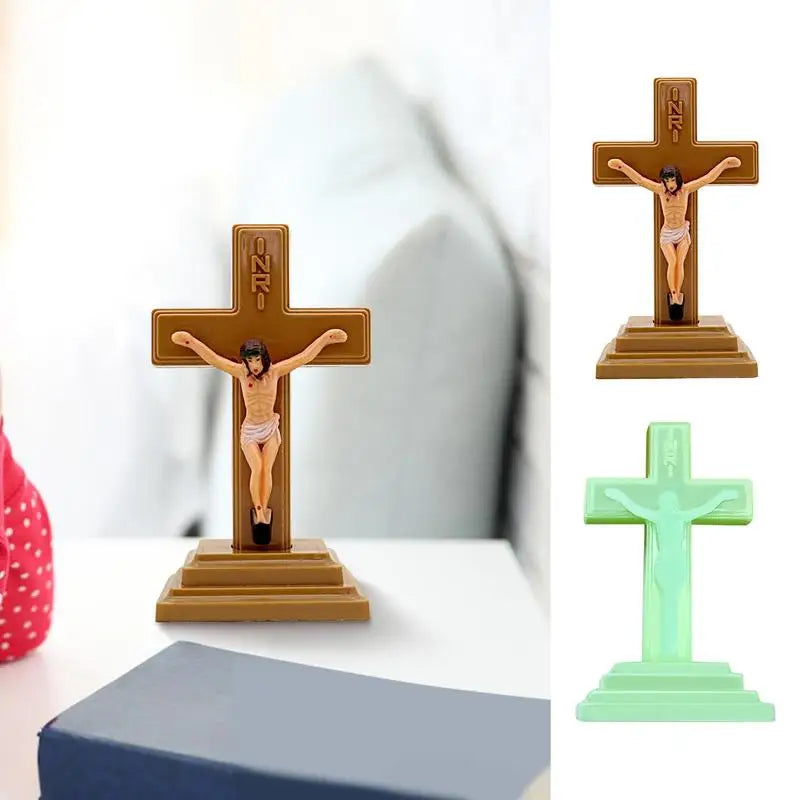 Luminous Church Crucifix Figurines Jesus Christ On The Stand Cross Wall Crosses Antique Home Chapel Decoration Wall