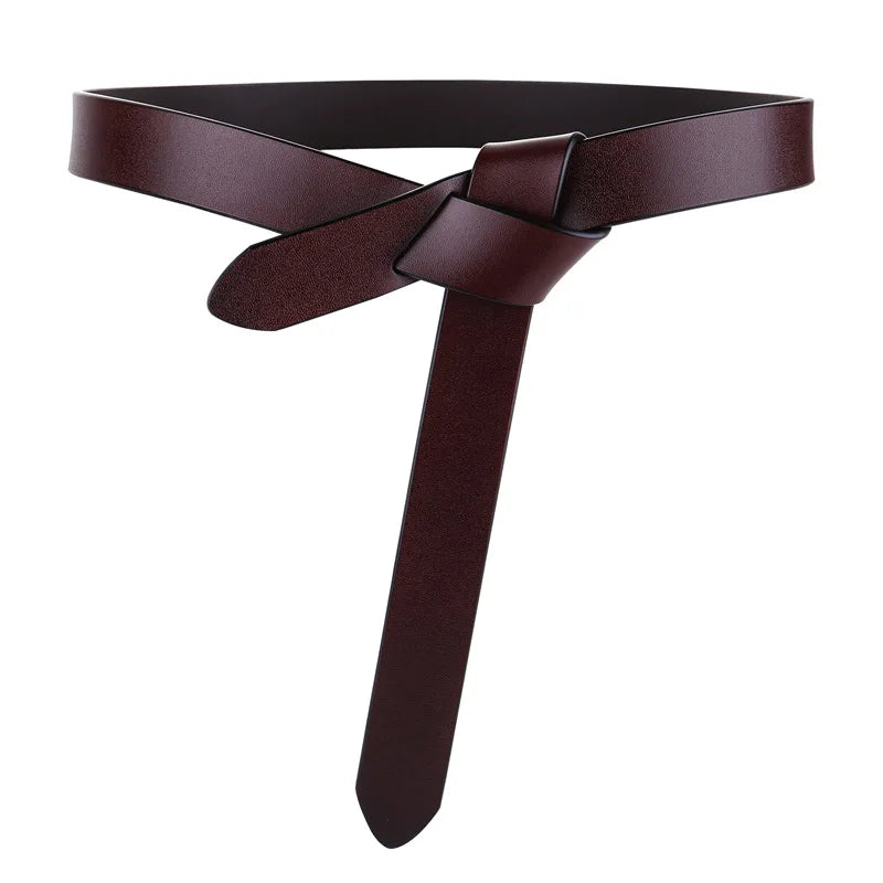 Knotted Leather Cowhide Belt Women Soft Strap Gothic Retro Luxury Designer Girdle Corset Fashion Belts