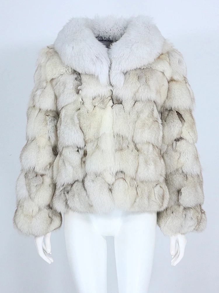 MENINA 2025 Winter Jacket Women Real Fox Fur Coat  Natural Fox Fur Collar Outerwear Thick Warm Sleeve Fashion Streetwear