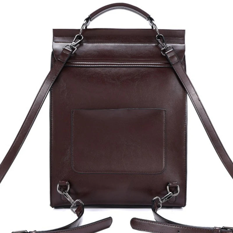 Cowhide Backpack Women Vintage Genuine Leather School Bag England College Style Designer Luxury Shoulder Bag Ladies Handbags