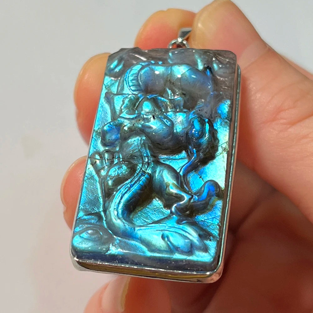 Gem Pendant Natural Stone Irregular Shape Bead Purple Blue Labradorite Necklace Pendant for Women Men Jewelry Gift 1Pcs