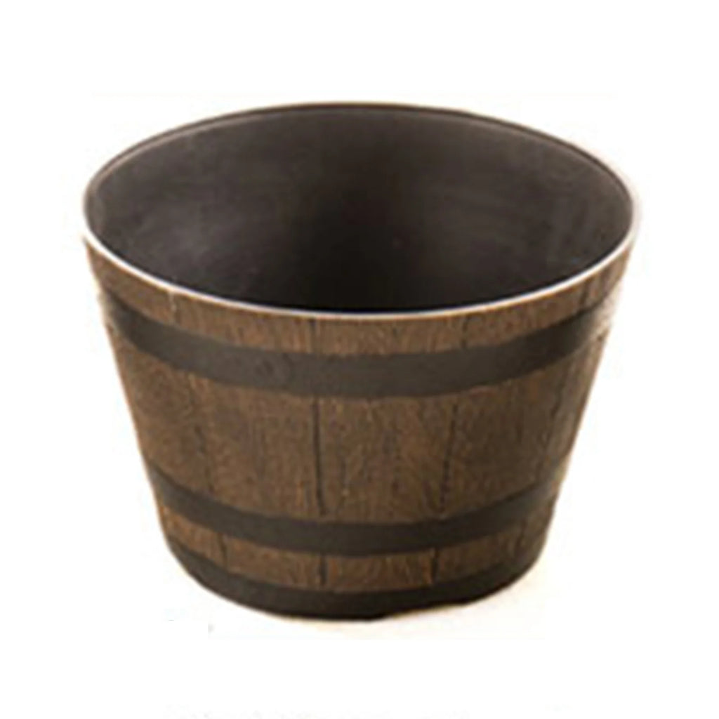Rustic Wooden Barrel Flower Pot Vintage Style Large Capacity Pots for Christmas Birthday Gifts