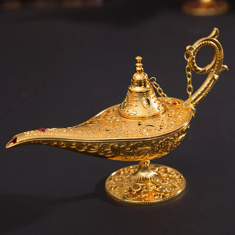 ERMAKOVA Classic Rare Hollow Legend Aladdin Magic Genie Lamps Incense Burners Retro Wishing Oil Lamp Home Decor Gift