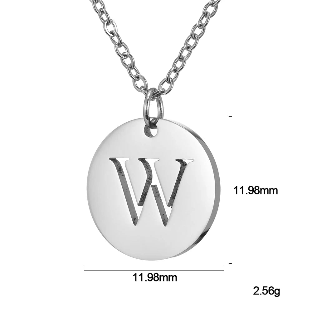 Kkjoy Fashion Stainless Steel Gold Color Minimalist Metal Round A-Z 26 Initials Necklace for Women Jewelry Gift Wholesale New in