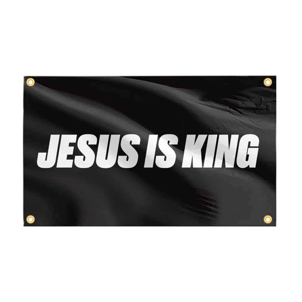 Jesus Is King Flag Cool Banner Funny Tapestry 3x5 FT With Four Grommets For College Dorm Room Guys Man Cave Bedroom
