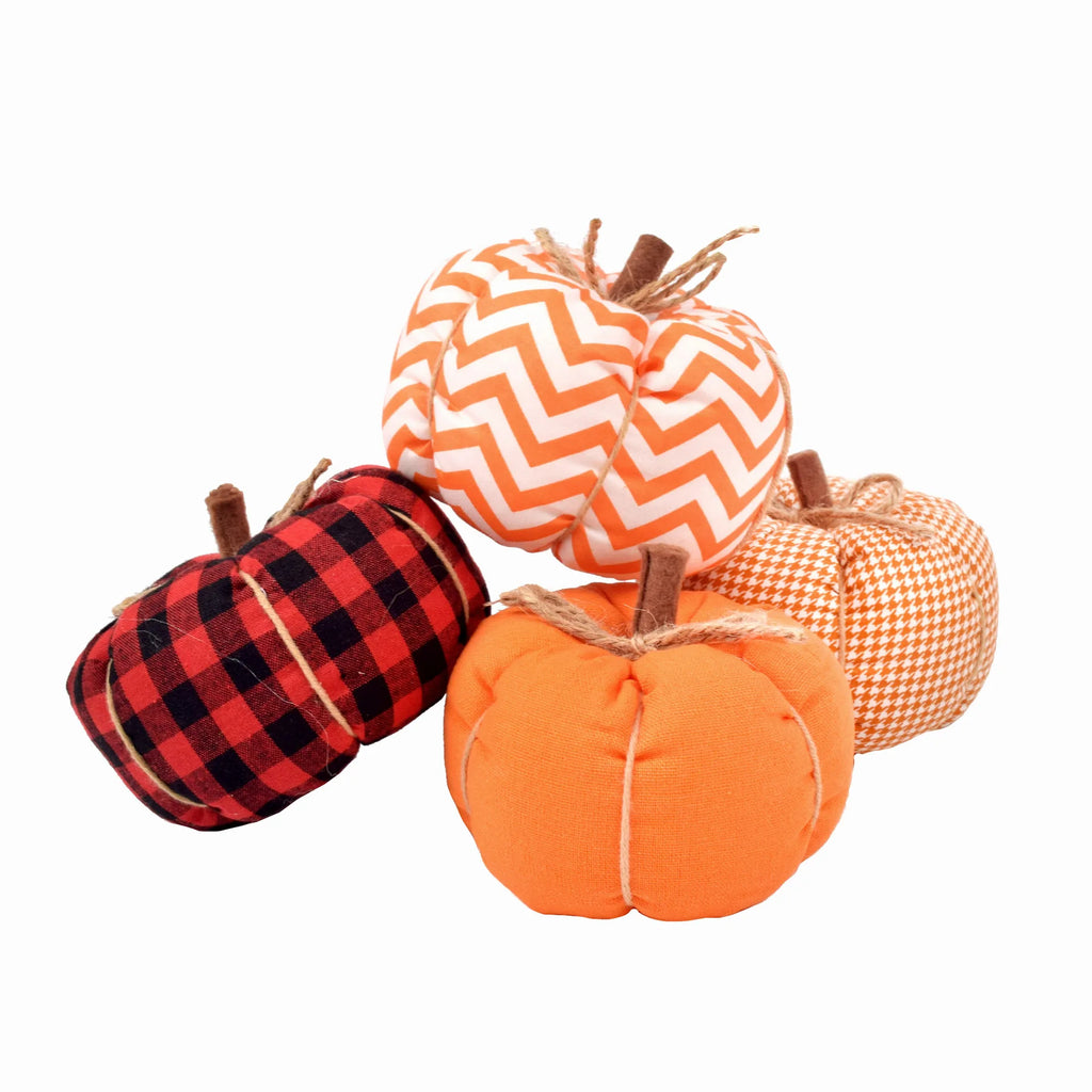 4pcs Thanksgiving fabric pumpkin decoration, Halloween mini art pumpkin ornament, dining table center decoration