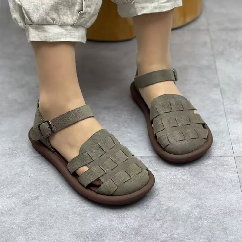 Sandals Women 2023 Flats Elegant Woman Shoes with Low Heels Platform Mules Casual Luxury Designer Gladiator  Sabot