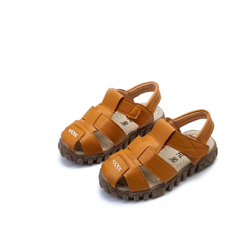 Leather Sandals Boys 2019 100% Soft Leather Summer Boys and Girls Children Beach Shoes Princess Kids Sport Sandals