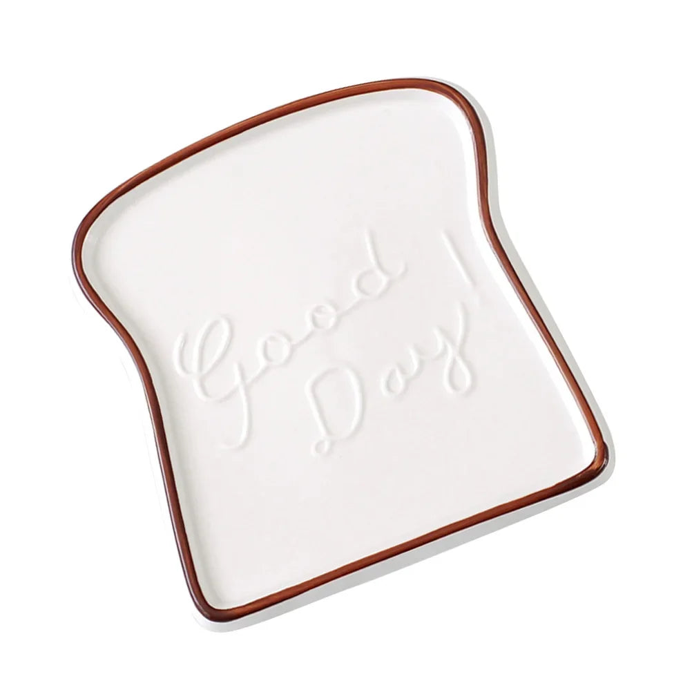 Nordic Ceramic Dessert Bread Plates Toast Shape Breakfast Dinner Cute Plates Western Salad Fruit Snack Tray Decorative Tableware