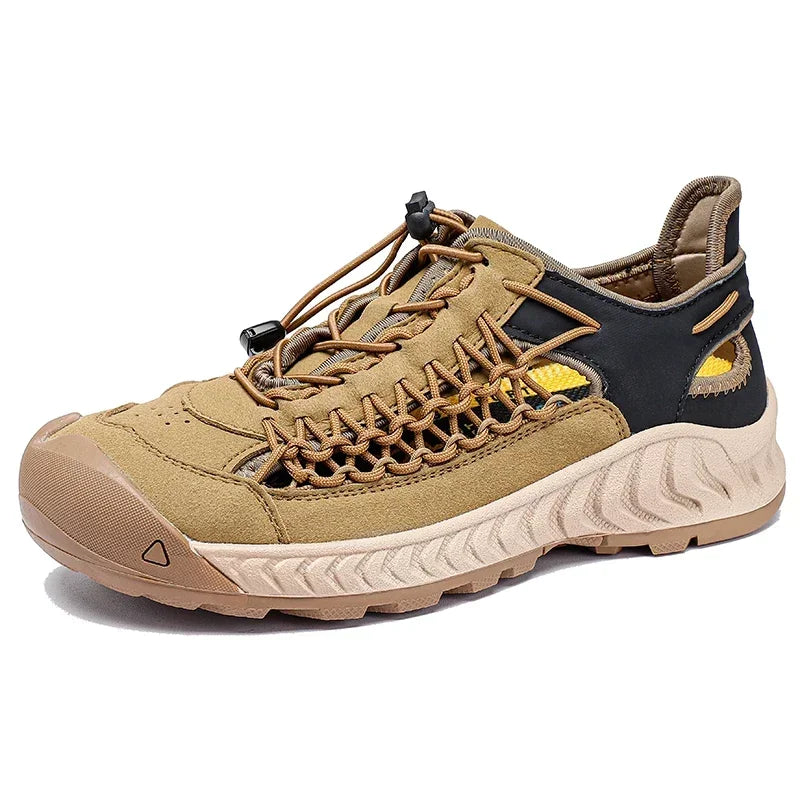 Genuine Leather Casual Sandals Outdoor Antiskid Designer Round Toe Sandals Breathable Waterproof Beach Shoes Summer Men Sandals