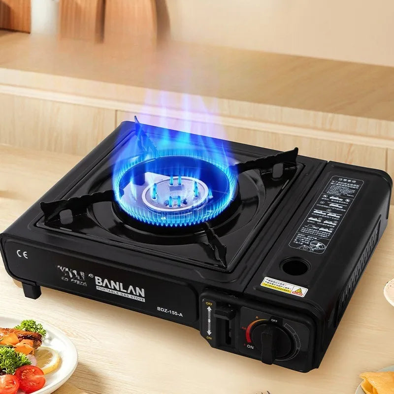 Portable outdoor gas stove, gas stove, commercial camping stove set, household windproof cookware