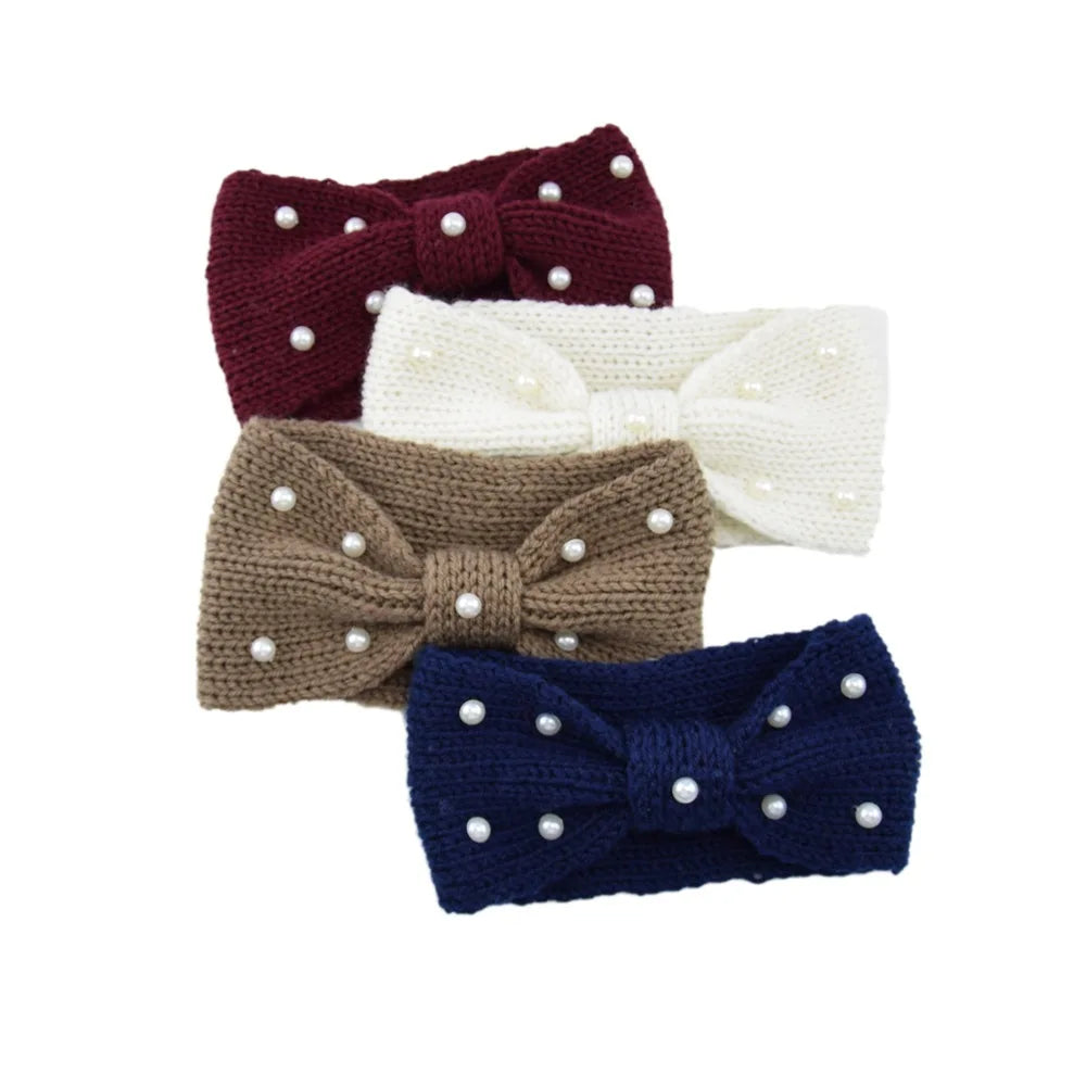 New Bowknot Pearl Headbands for Woman Solid Wash Face Hairband Elastic Sports Yoga Headwear Girls Hair Band Hair Accessories