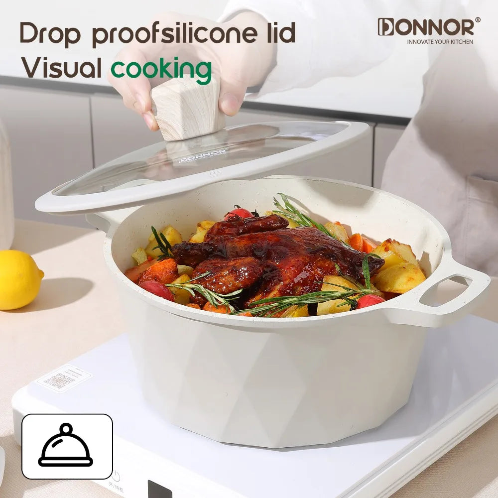 DONNOR 21pcs Pots and Pans Set Medical Stone Cookware Sets Non Stick Induction Cooker Natural Gas Kitchen Cookware Set