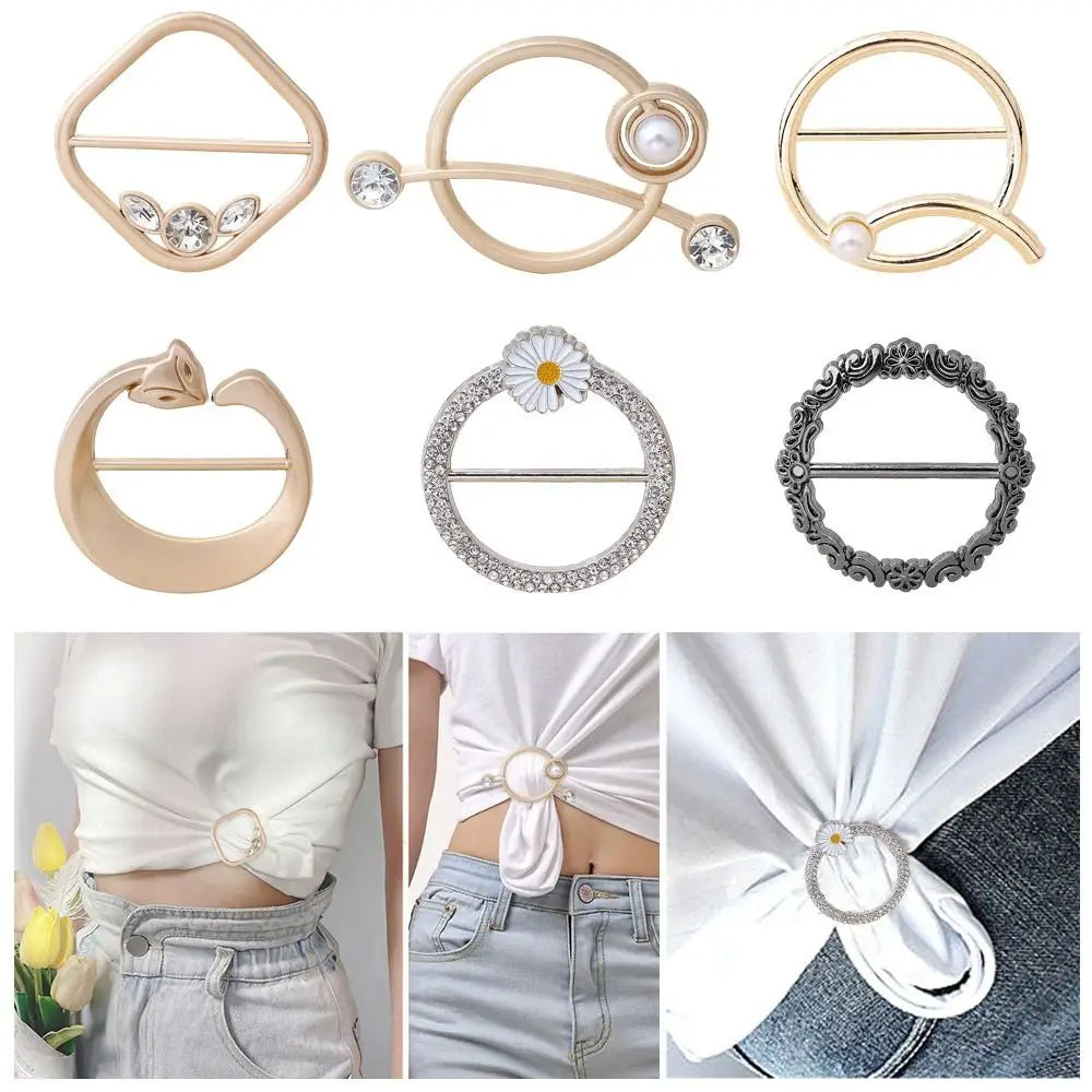 New Rhinstone Scarf Buckle T-Shirt Silk Clasp Clip Holder Scarf Ring Brooch Waist Buckle Fashion Minimalist Jewelry Accessories