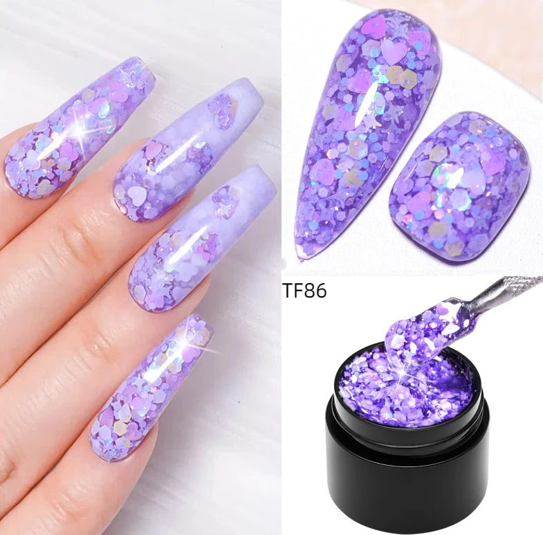 MEET ACROSS 5ML Blue Dried Flower Gel Nail Polish Natural Flower Fairy Nail Art Soak Off UV LED Painting Gel Varnish For Nails