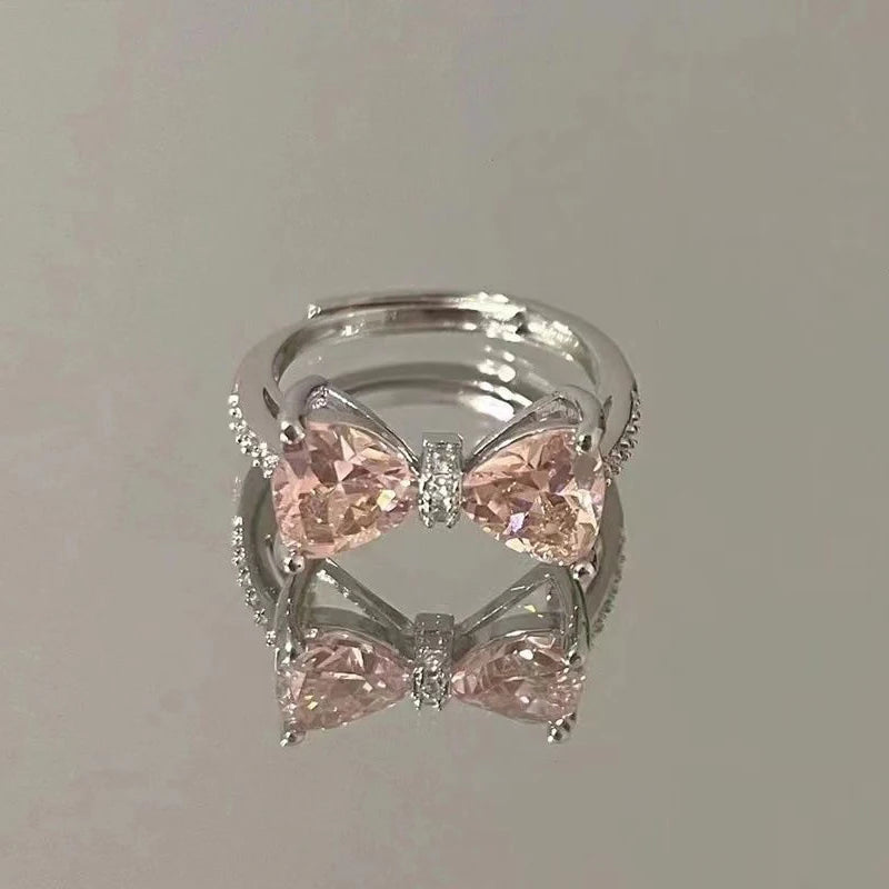 Minimalist Bowknot Opening Adjustable Rings For Women Girls Fashion Creative Irregular Geometric Birthday Party Jewelry Gifts