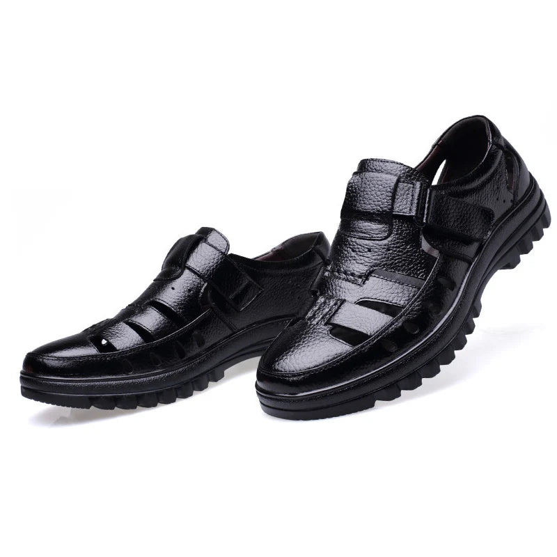 Genuine Leather Sandals Men Summer Shoes Non-slip Flat Soft Casual Brand Footwear
