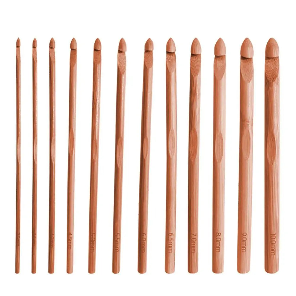 Small Size 3-12mm Bamboo Crochet Set Natural Handmade Knitting Tool For Creative Ornaments Handicrafts DIY Knitting Accessory