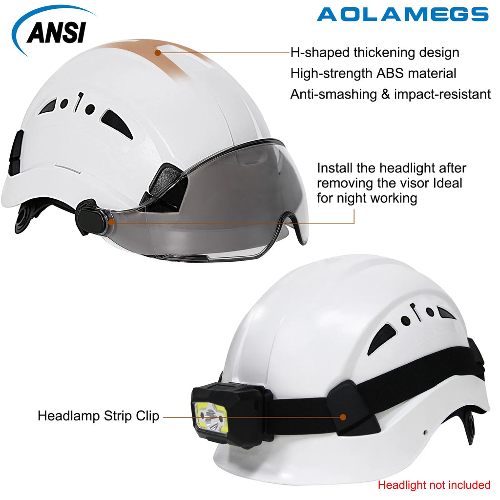 CE Safety Hard Hat with Visor Adjustable Vents Work Cap Head Protective Safety Helmet with Goggles Outdoor Riding Climing Rescue