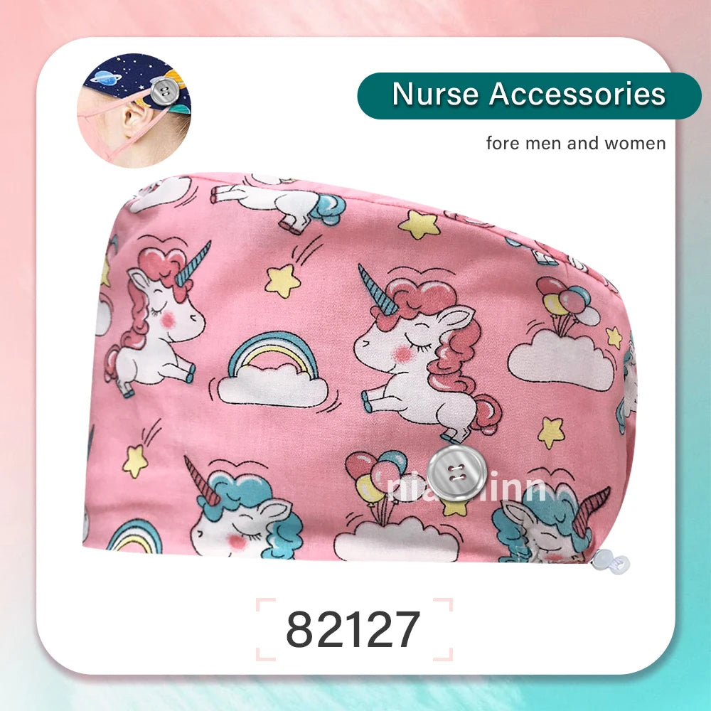 Nurse Scrubs Cap Women Health Workers Frosted Hat Lab Operator Work Cap Beauty Salon Dustjproof Working Hat Adjustable Scrub Cap