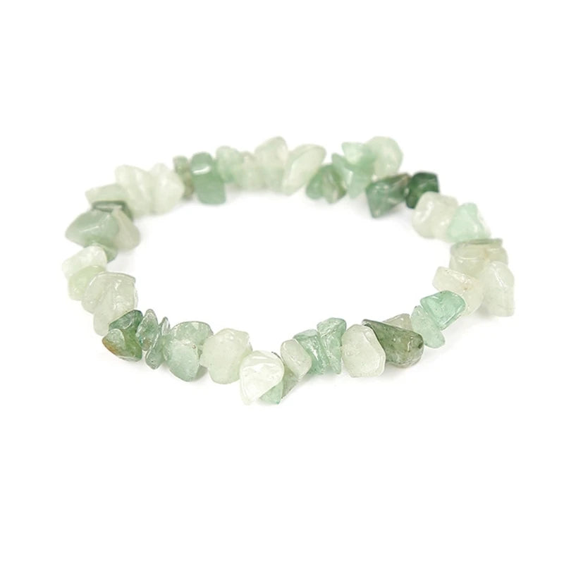 Color Natural Gem Chakras Crystal Bracelet for Men and Women Irregular Roller Polishing Alignment Gravel Bracelet for Meditation