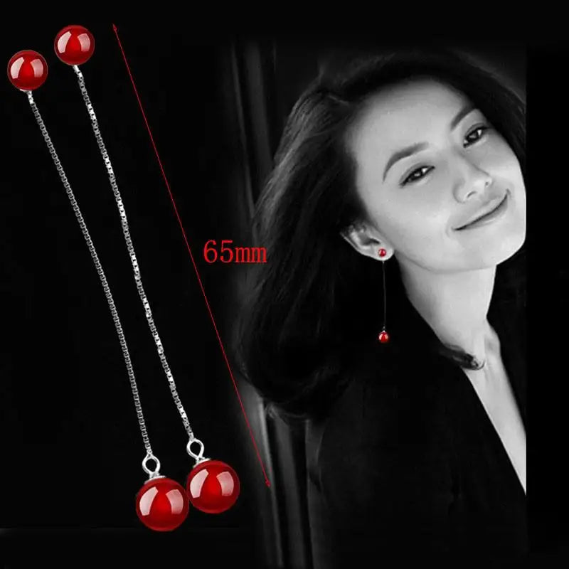 Korean Red Natural Stone Drop Earrings For Women Natural agate Jewelry Bridal Party Wedding Tassel Earrings 2023 Trendy 2Z40
