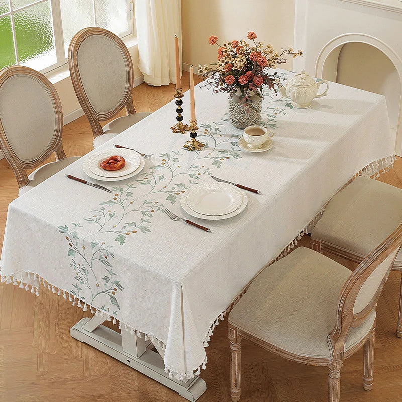 Battilo Linen Cotton Tablecloth Round Rectangular Table Cloth Waterproof Table Cover for Dining Coffee Table Kitchen Decoration