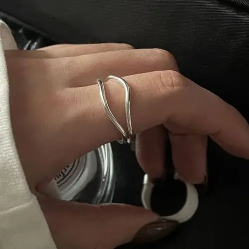 Stainless Steel Minimalist Rings For Women Trend Gold Color Smooth Double Ball Beads Open Rings Aesthetic Jewelry Couple Gifts