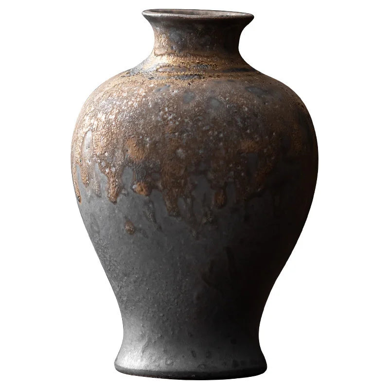 Creative Ceramic Dry Flower Vase, Flower Arrangement, Living Room, Coarse Pottery, Table Decoration, Vases for Flowers