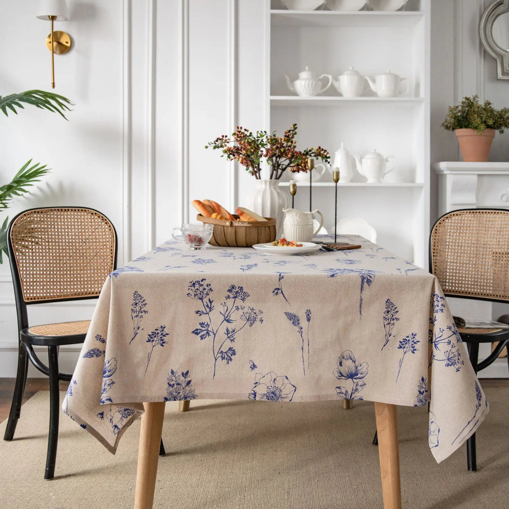 Cotton Linen Table Cloth Printing Table Cover for Party Kitchen Dining Spring Summer Picnic Indoor Outdoor Use Home Luxury Decor