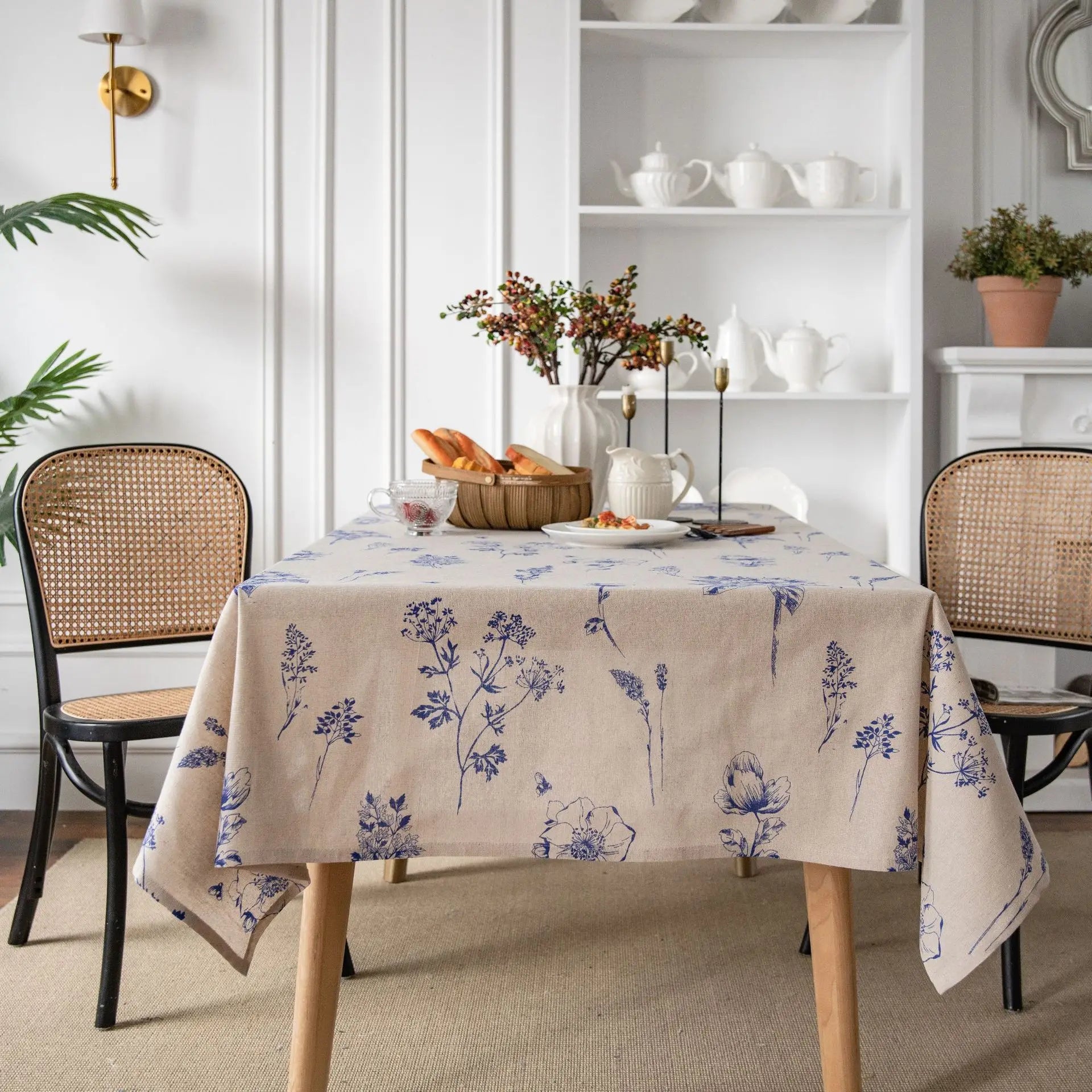 Cotton Linen Table Cloth Printing Table Cover for Party Kitchen Dining Spring Summer Picnic Indoor Outdoor Use Home Luxury Decor